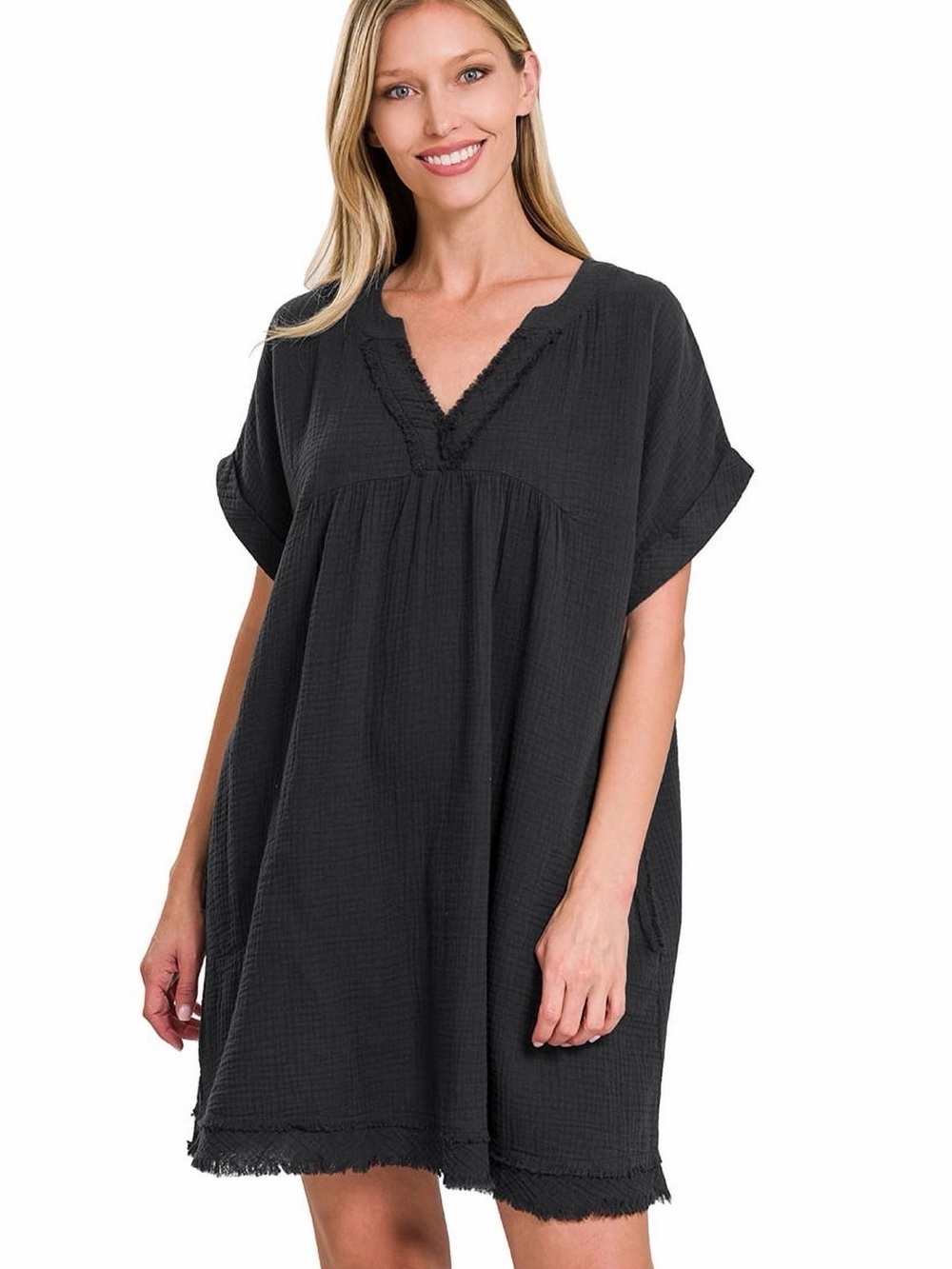 Zenana Relaxed Fit Gauge Rolled Dress, Size XL